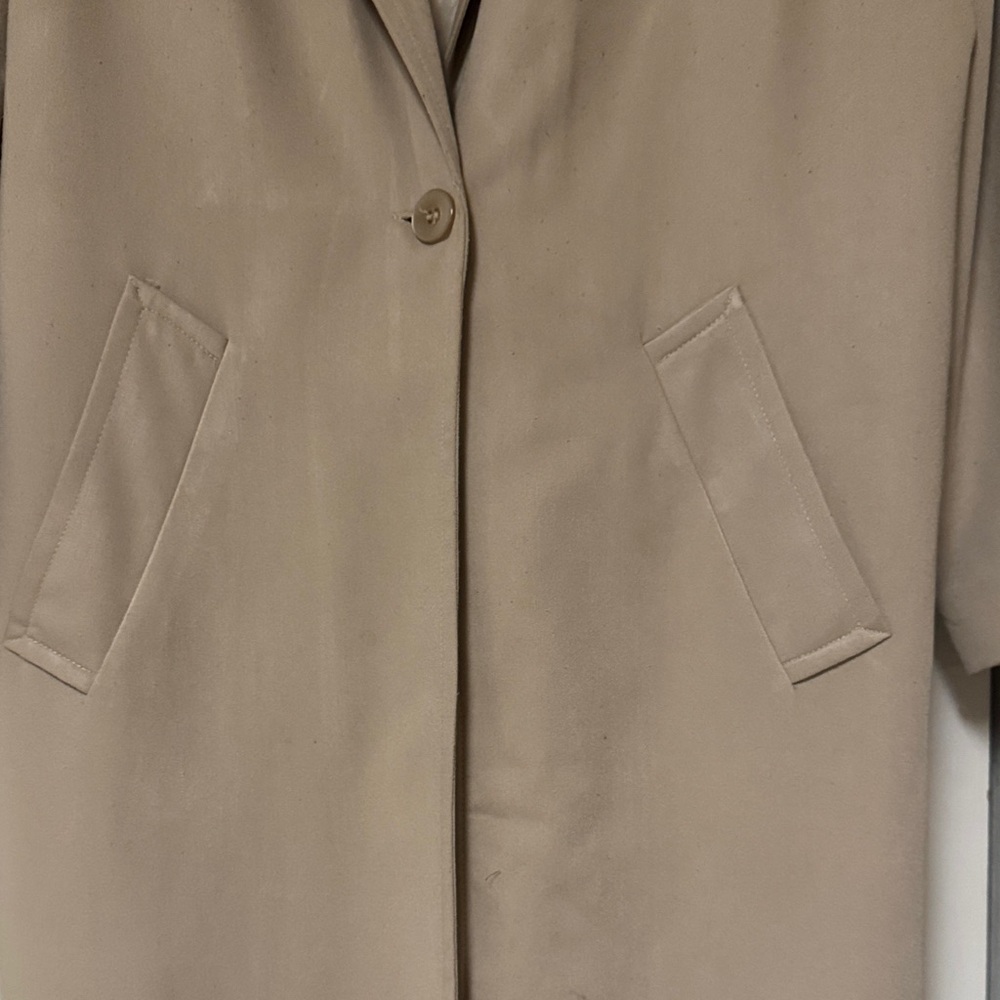 David Benjamin unique size 6 Women's Tan Long Coat with a sunflower & butterfly - Picture 9 of 12